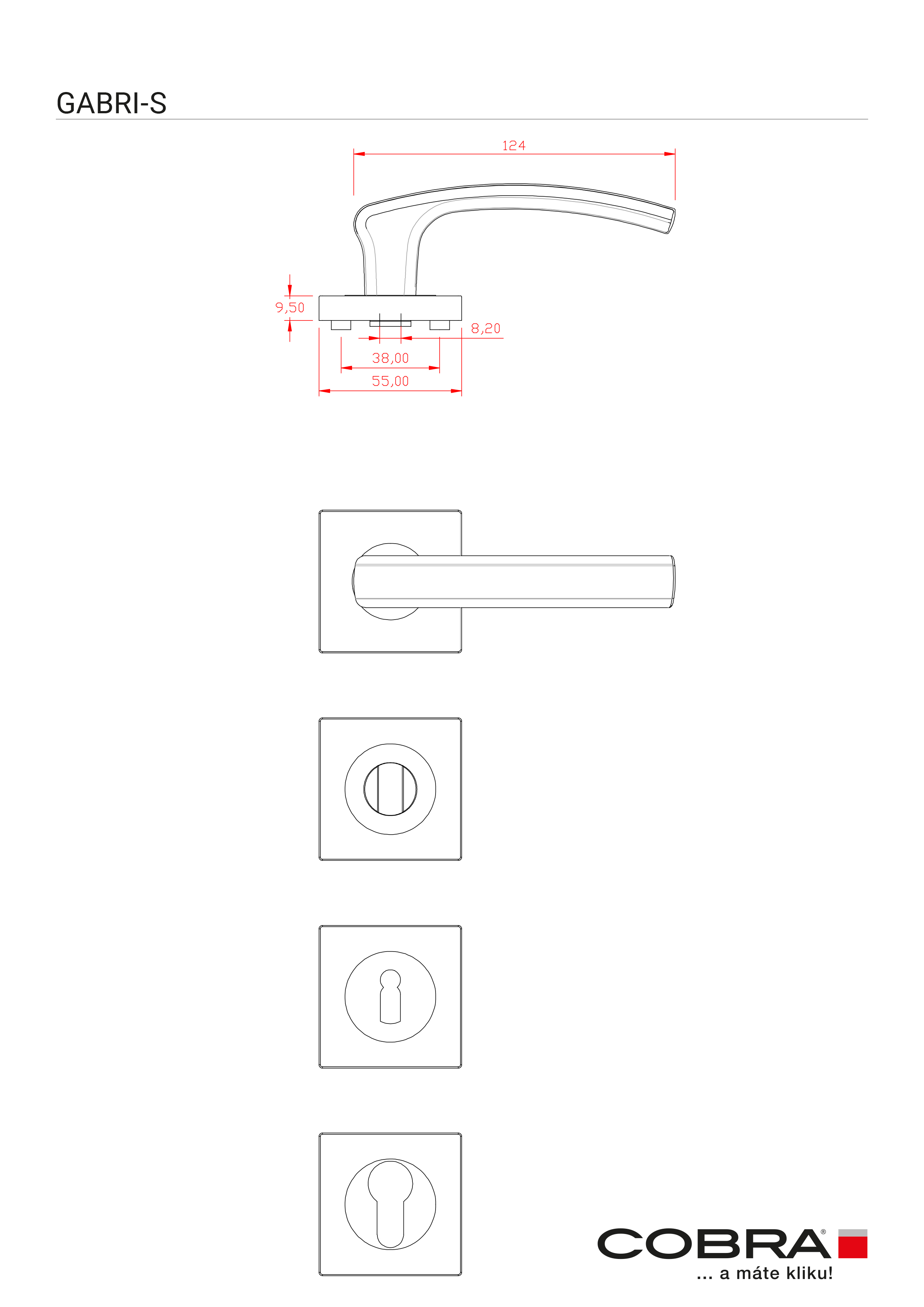Klika GABRI-S WC černá hranatá